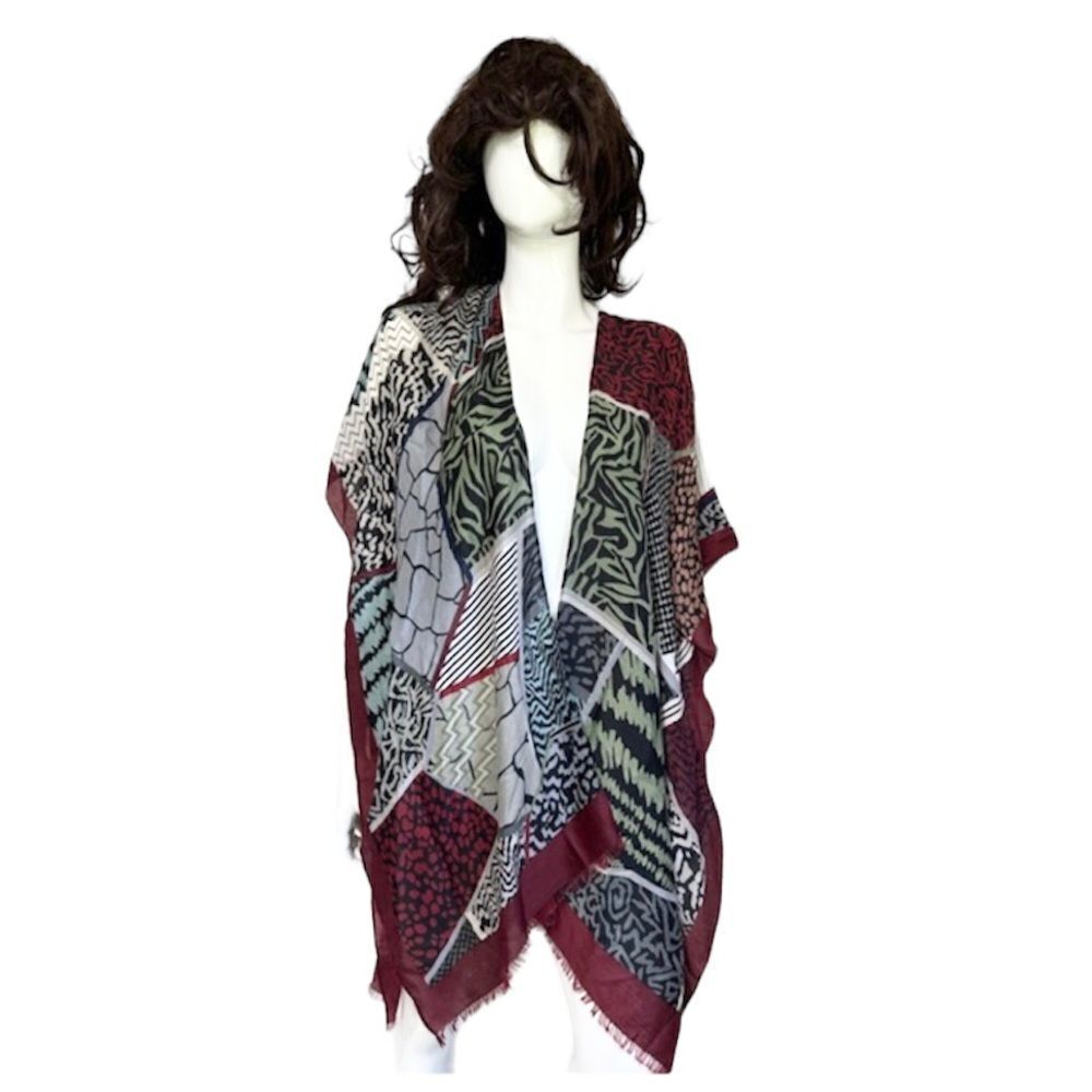 NEW Anthropologie Do Everything In Love CoverUp Kimono Patchwork Animal Print OS